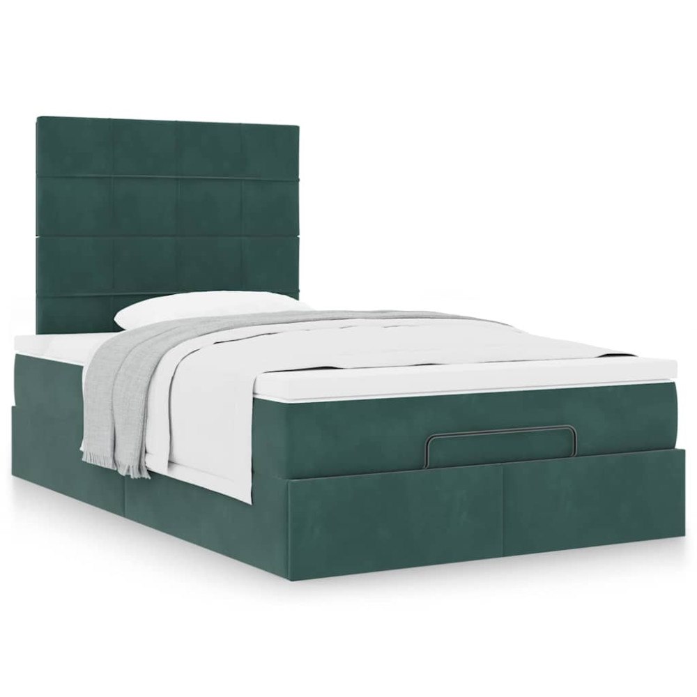 vidaXL Ottoman sängram med madrasser mörkgrön 120x200 cm sammet