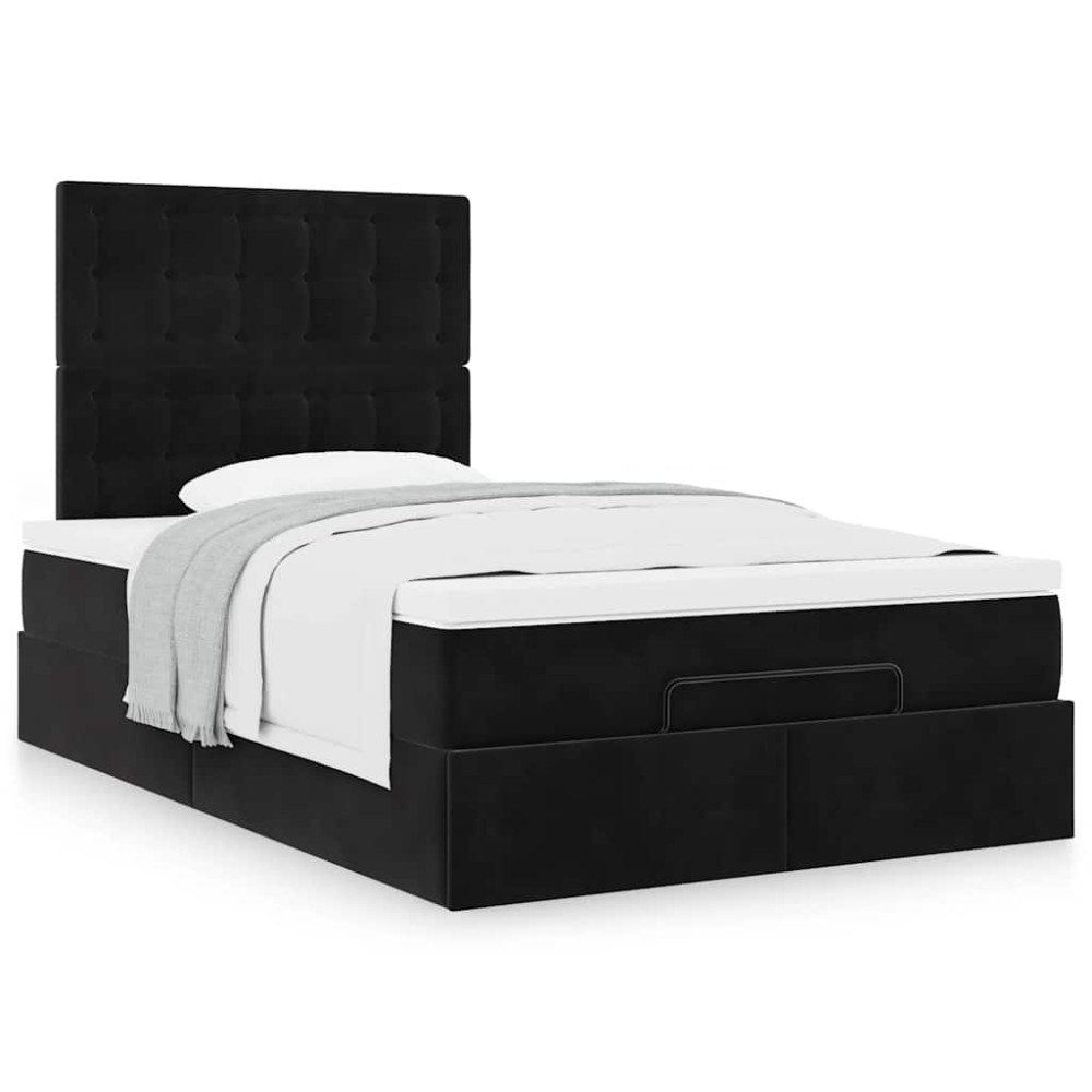 vidaXL Ottoman sängram med madrasser svart 120x200 cm sammet