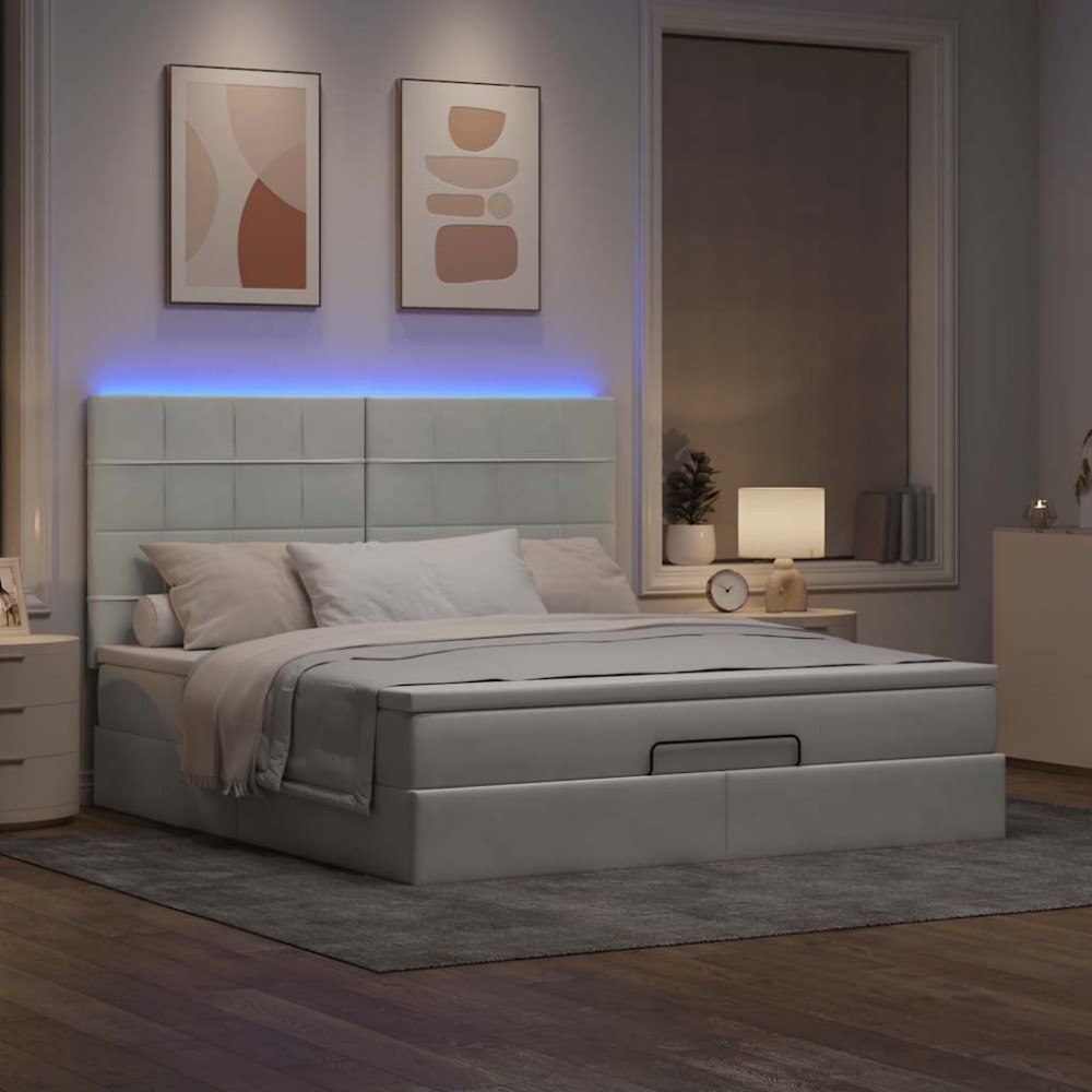 vidaXL Ottoman sängram med madrasser ljusgrå 180x200 cm sammet