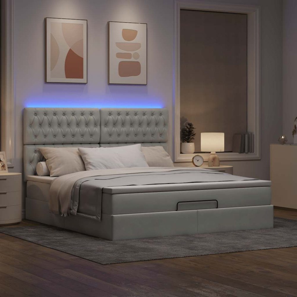 vidaXL Ottoman sängram med madrasser ljusgrå 180x200 cm sammet