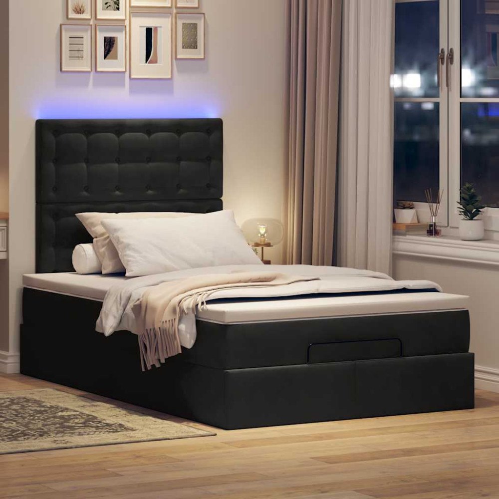 vidaXL Ottoman sängram med madrasser svart 120x200 cm sammet
