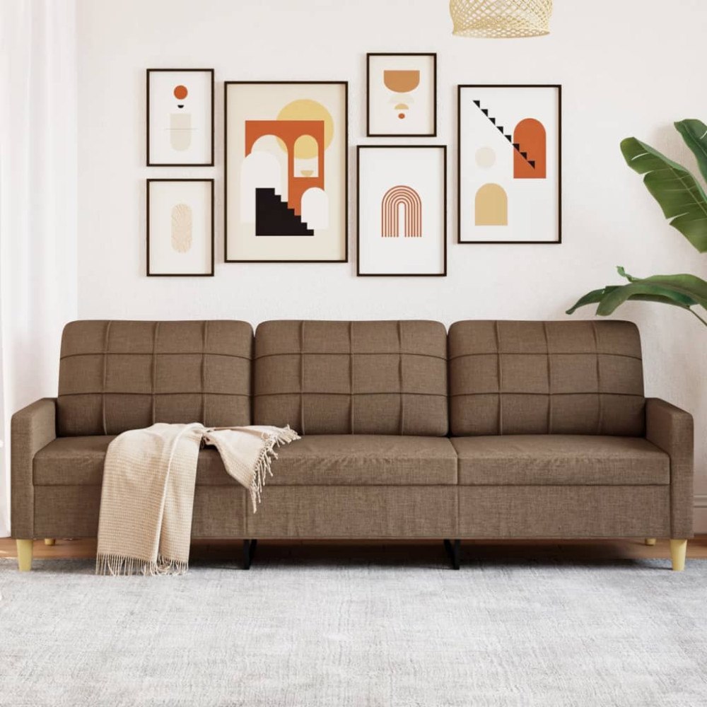 vidaXL 3-sitssoffa brun 210 cm tyg