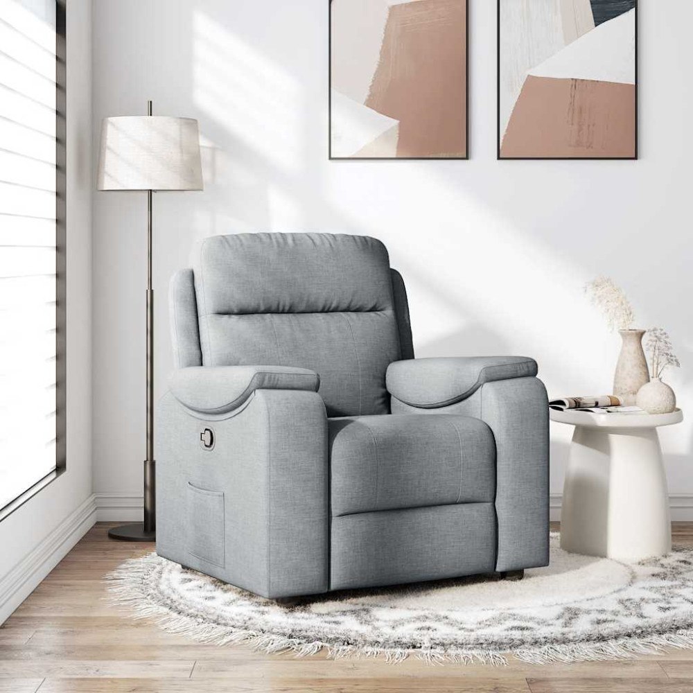 vidaXL Reclinerfåtölj ljusgrå tyg