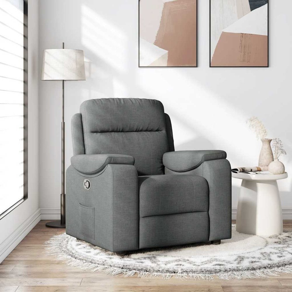 vidaXL Reclinerfåtölj mörkgrå tyg