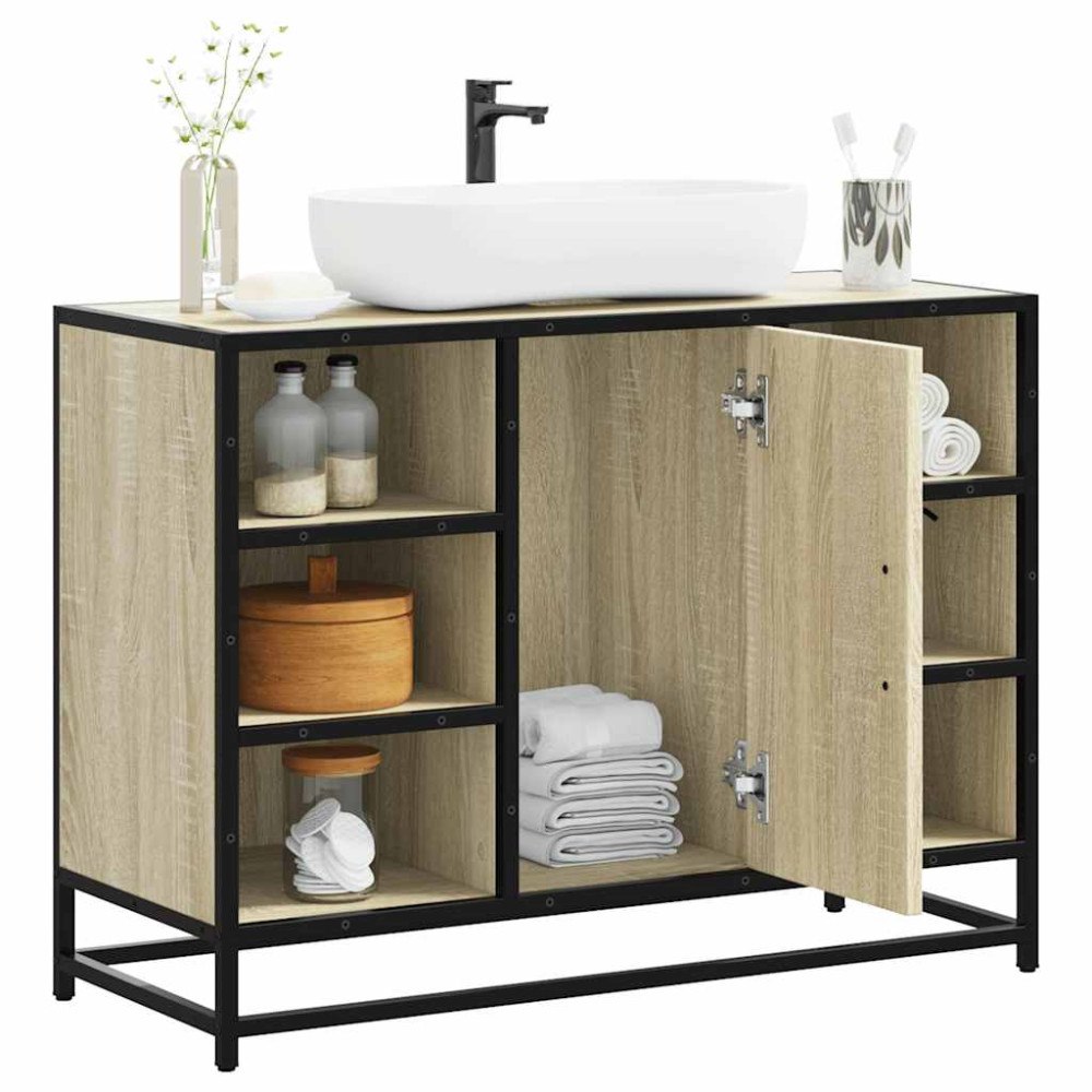 vidaXL Tvättställsskåp sonoma-ek 80x33x60 cm konstruerat trä