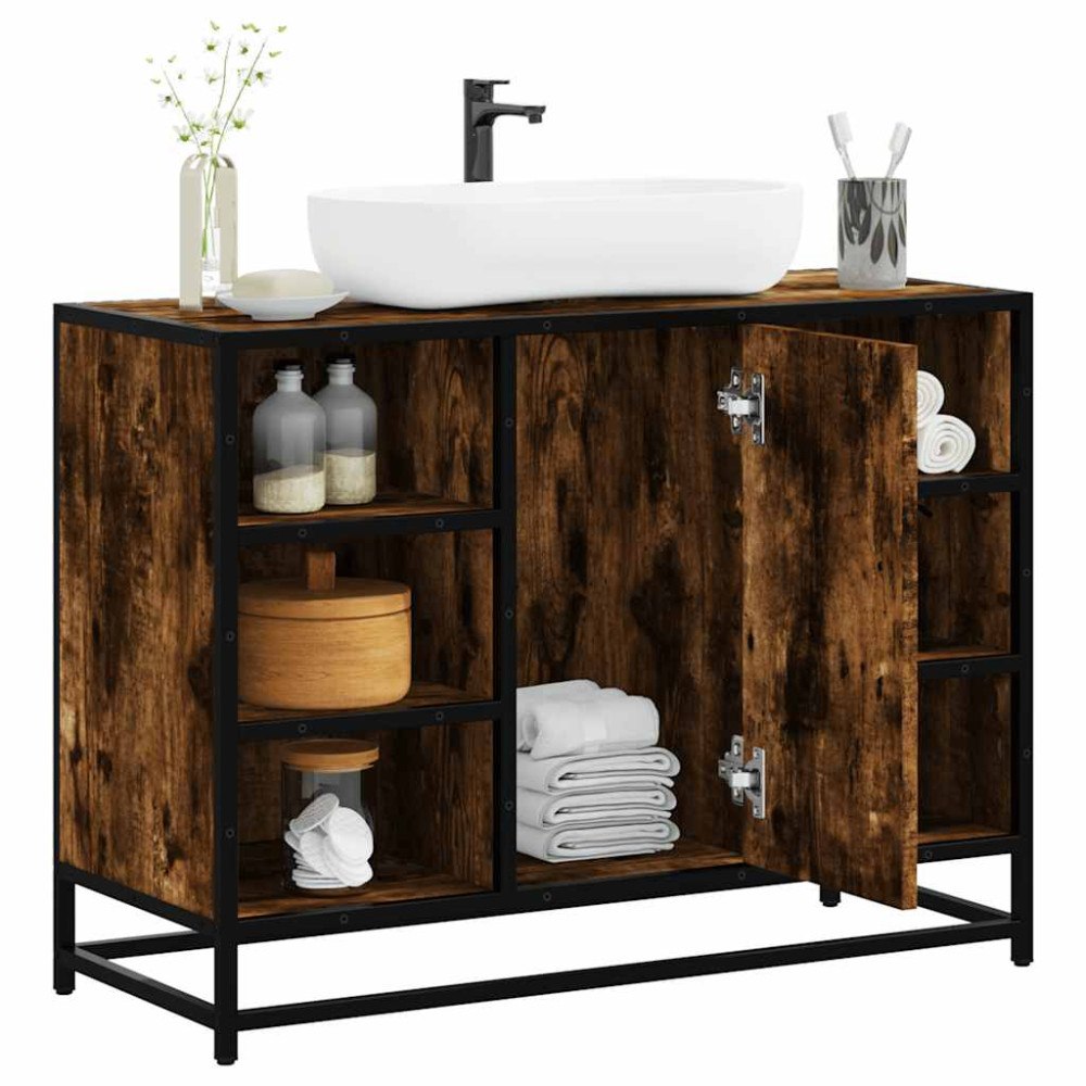 vidaXL Tvättställsskåp rökfärgad ek 80x33x60 cm konstruerat trä