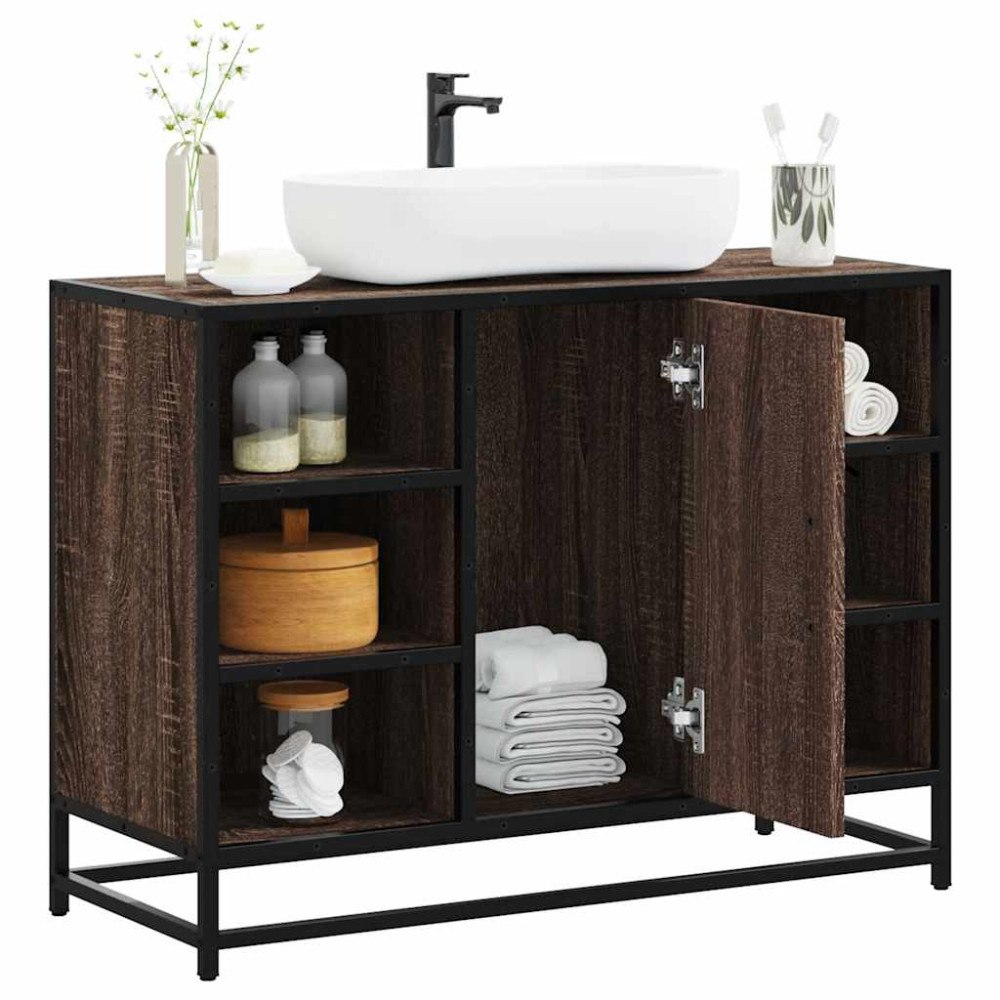 vidaXL Tvättställsskåp brun ek 80x33x60 cm konstruerat trä