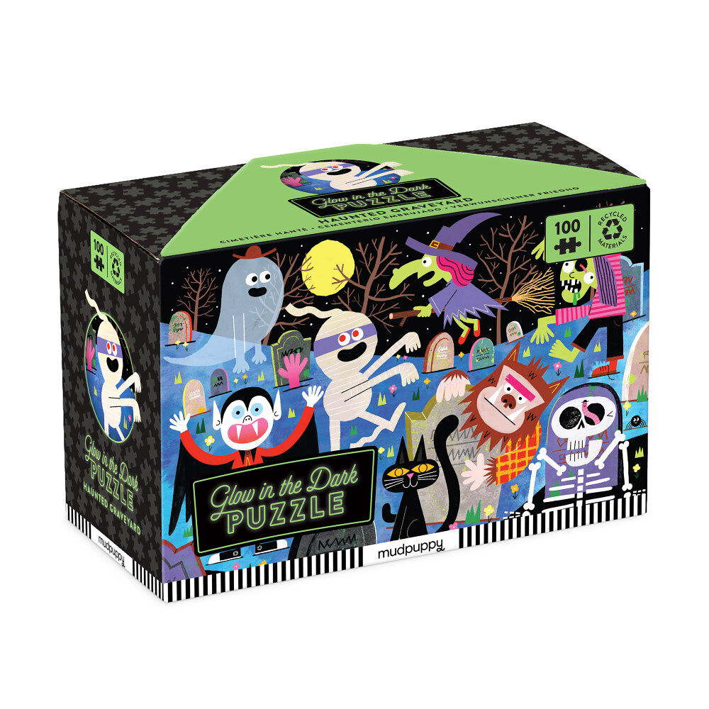 Galison Mudpuppy Haunted Graveyard 100 Piece Glow in the Dark Puzzle