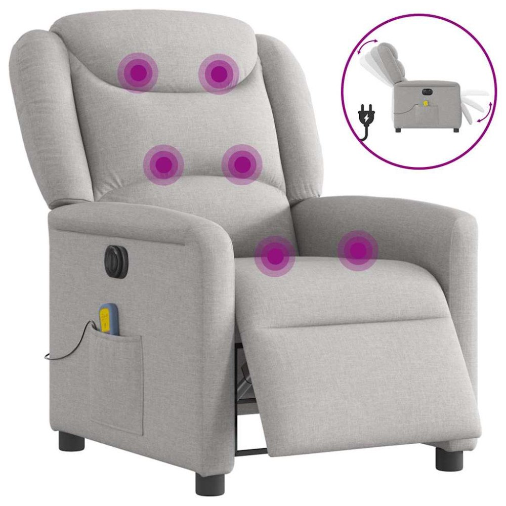 vidaXL Elektrisk massagefåtölj molngrå tyg