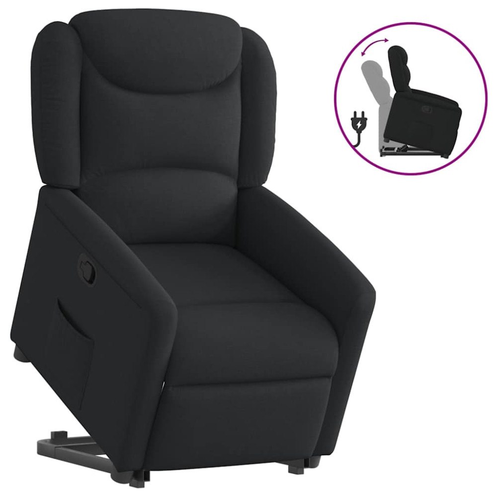 vidaXL Reclinerfåtölj med uppresningshjälp svart tyg