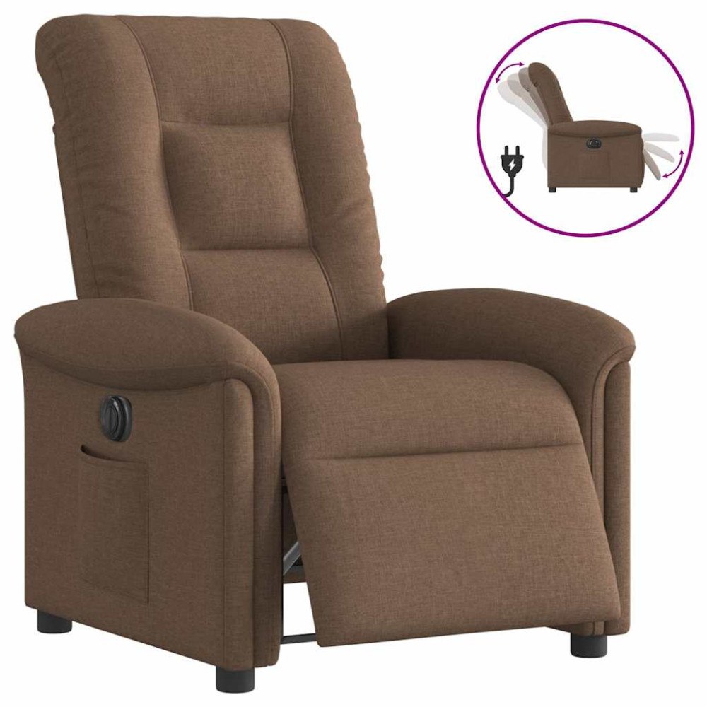 vidaXL Elektrisk reclinerfåtölj Brun tyg