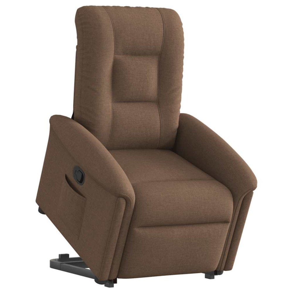 vidaXL Reclinerfåtölj med uppresningshjälp brun tyg