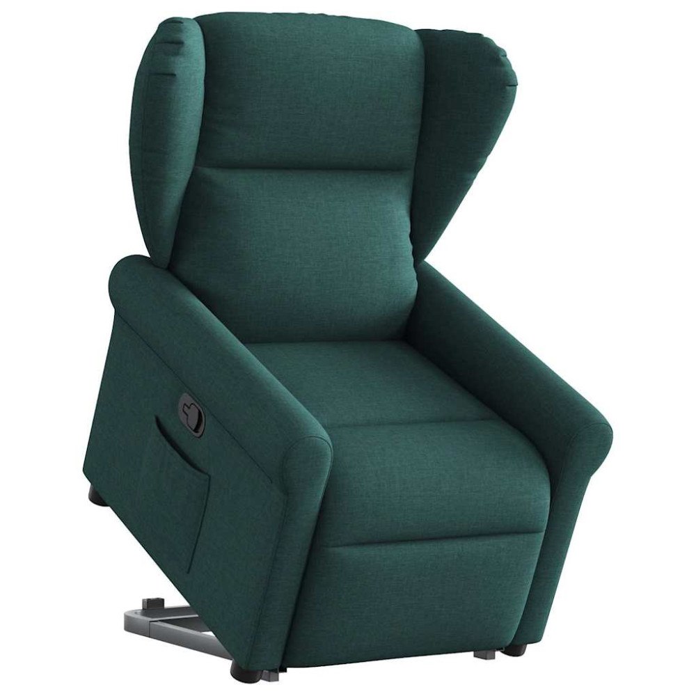 vidaXL Reclinerfåtölj med uppresningshjälp mörkgrön tyg