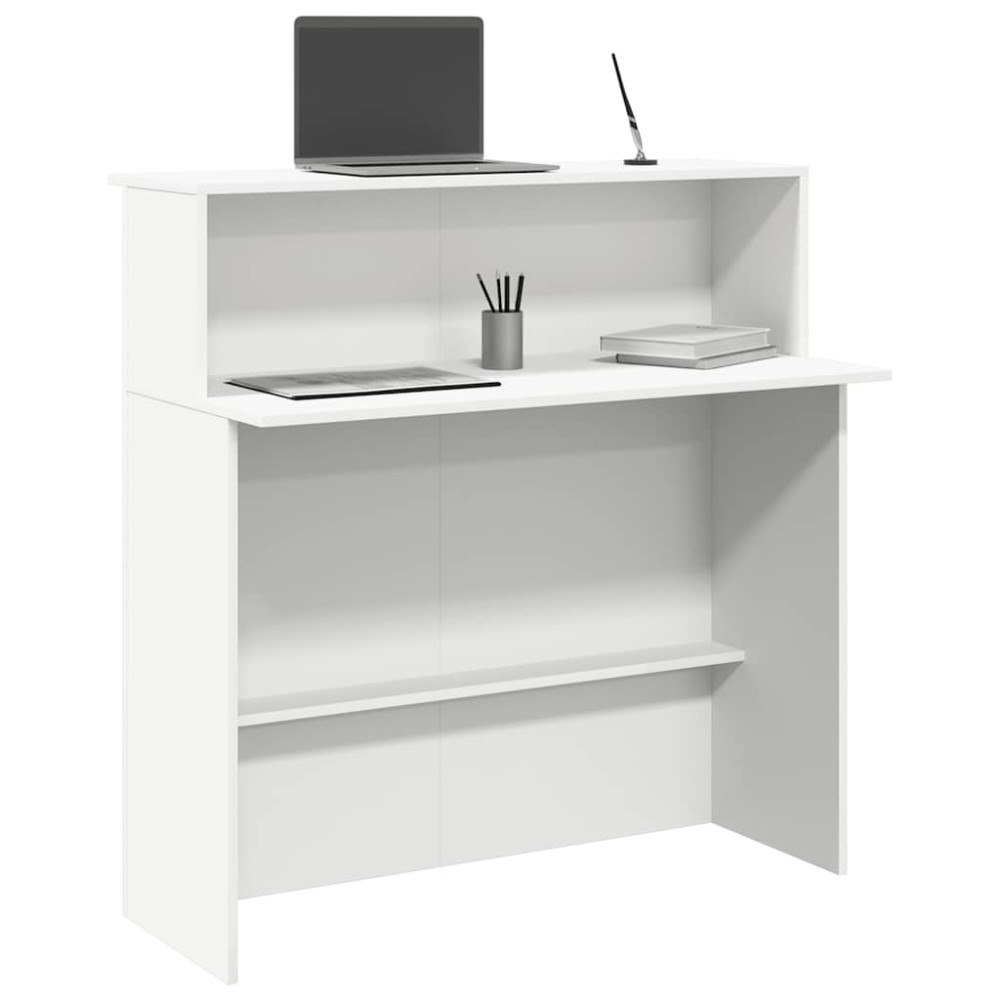 vidaXL Receptionsdisk vit 100x50x103,5 cm konstruerat trä