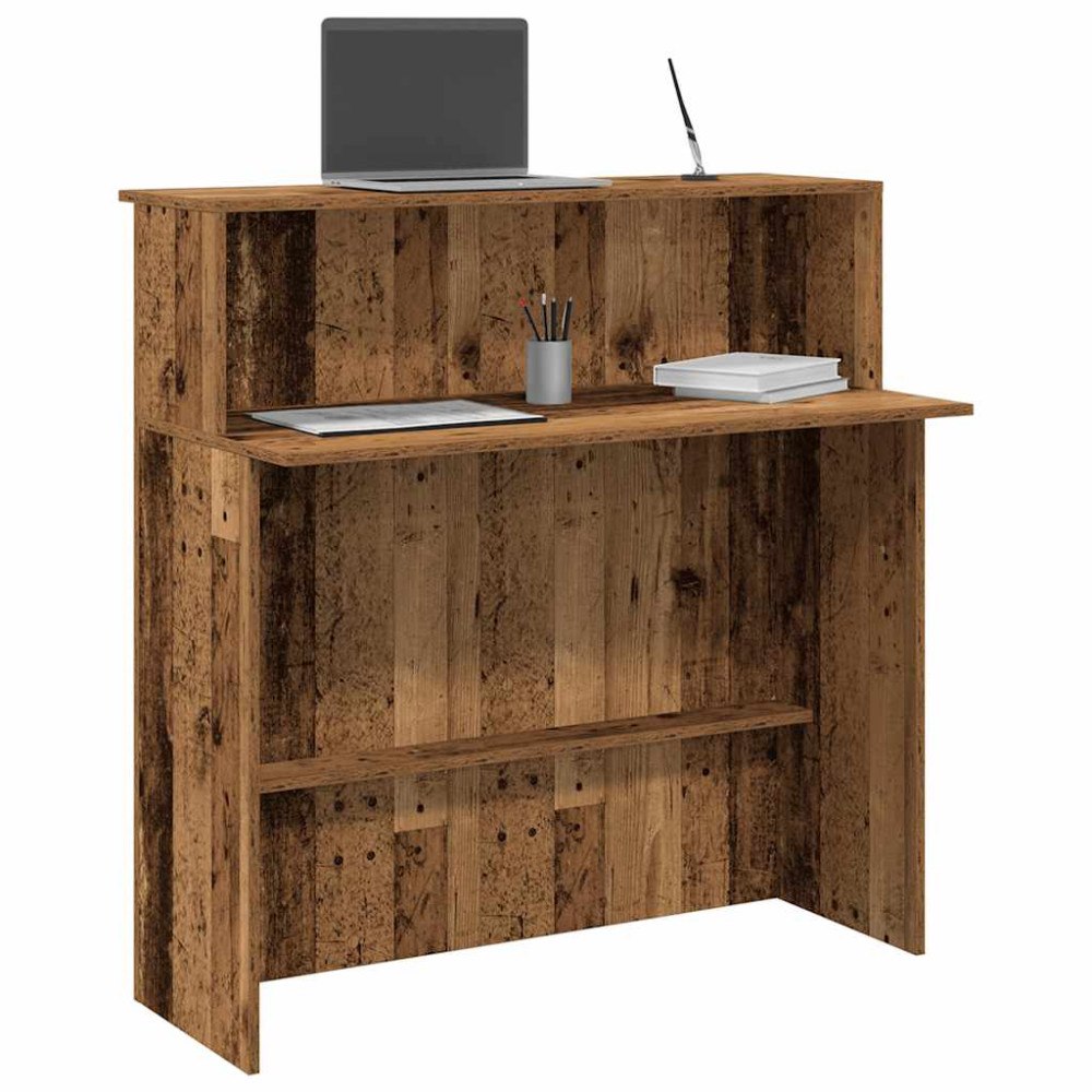 vidaXL Receptionsdisk åldrat trä 100x50x103,5 cm konstruerat trä