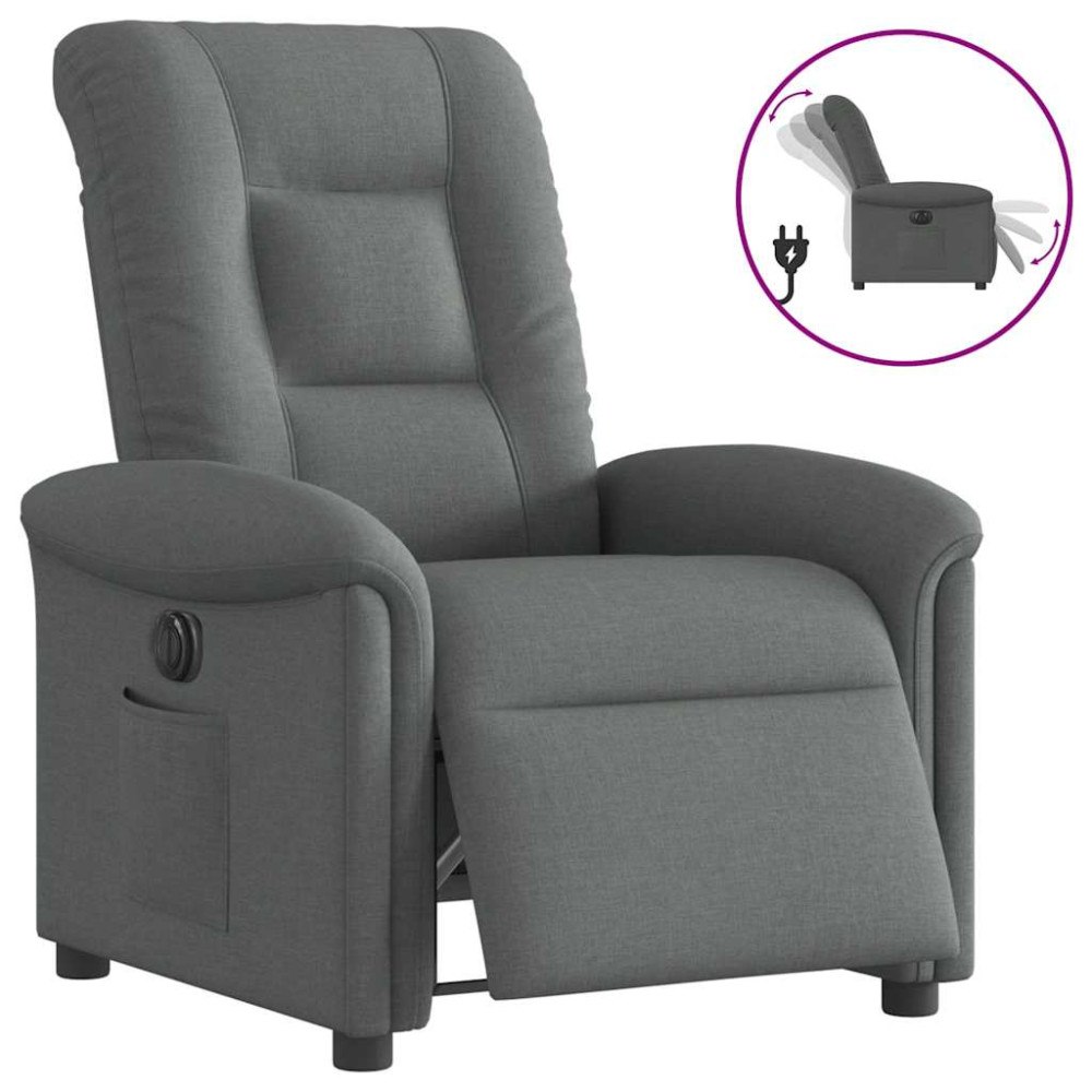 vidaXL Elektrisk reclinerfåtölj mörkgrå tyg