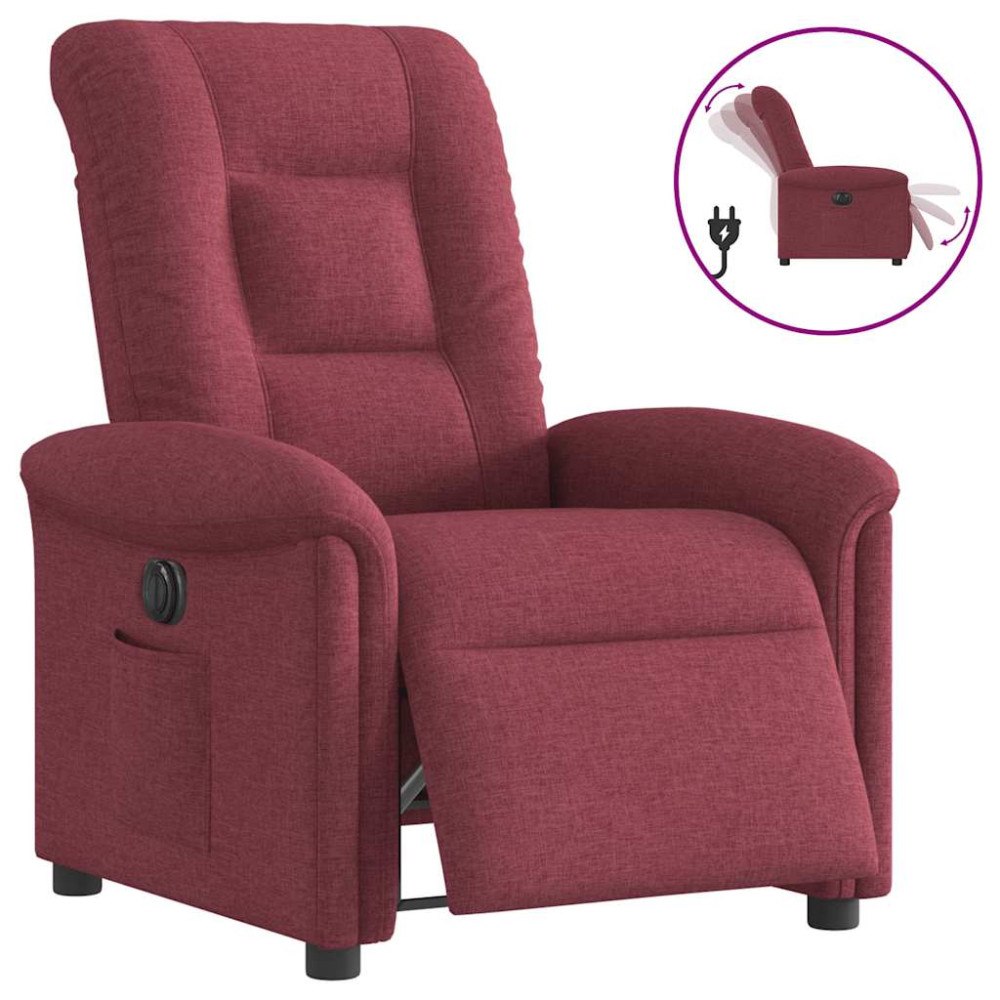 vidaXL Elektrisk reclinerfåtölj vinröd tyg