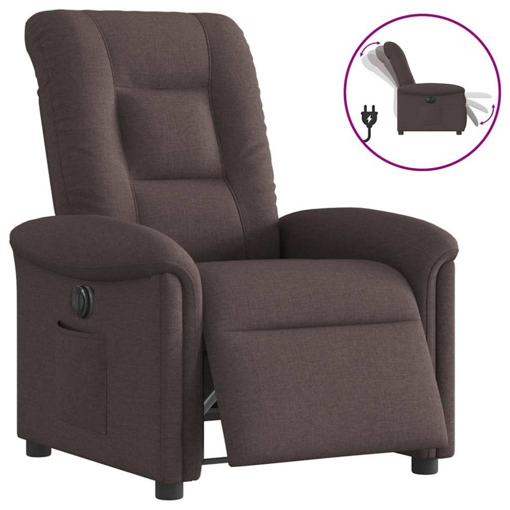 vidaXL Elektrisk reclinerfåtölj mörkbrun tyg