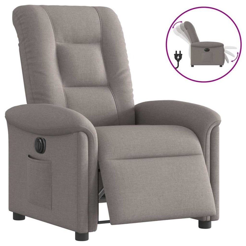 vidaXL Elektrisk reclinerfåtölj taupe tyg