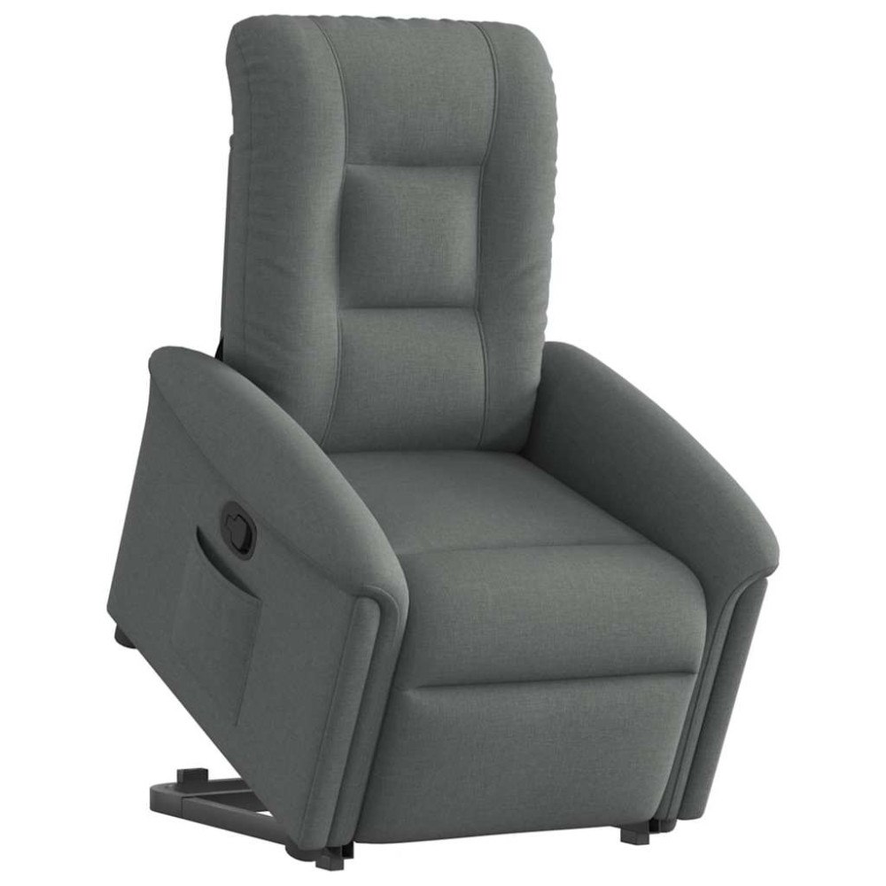 vidaXL Reclinerfåtölj med uppresningshjälp mörkgrå tyg