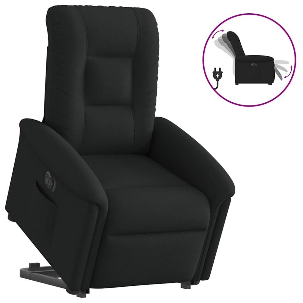 vidaXL Elektrisk reclinerfåtölj med uppresningshjälp svart tyg