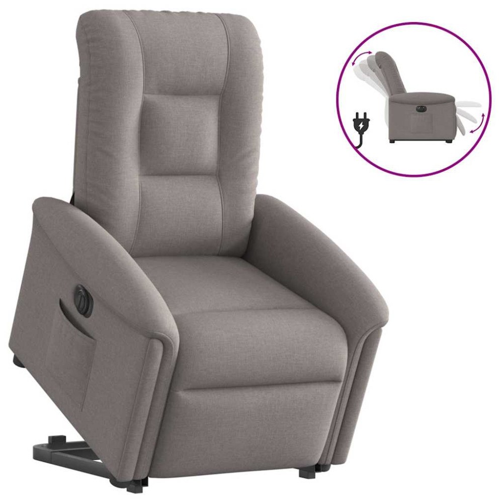vidaXL Elektrisk reclinerfåtölj med uppresningshjälp taupe tyg