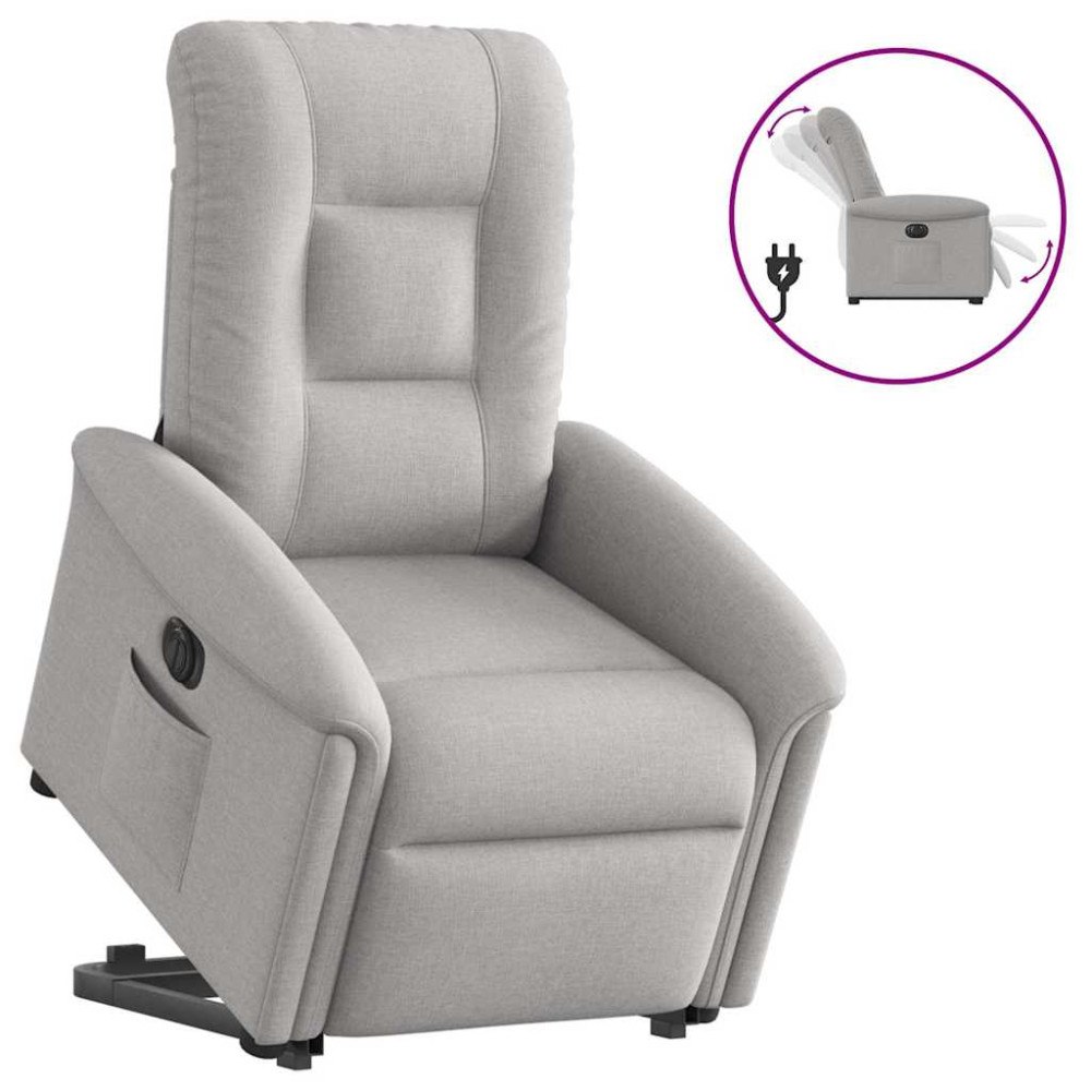 vidaXL Elektrisk reclinerfåtölj med uppresningshjälp molngrå tyg