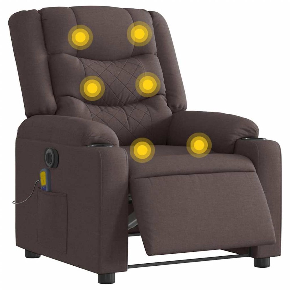vidaXL Elektrisk massagefåtölj mörkbrun tyg