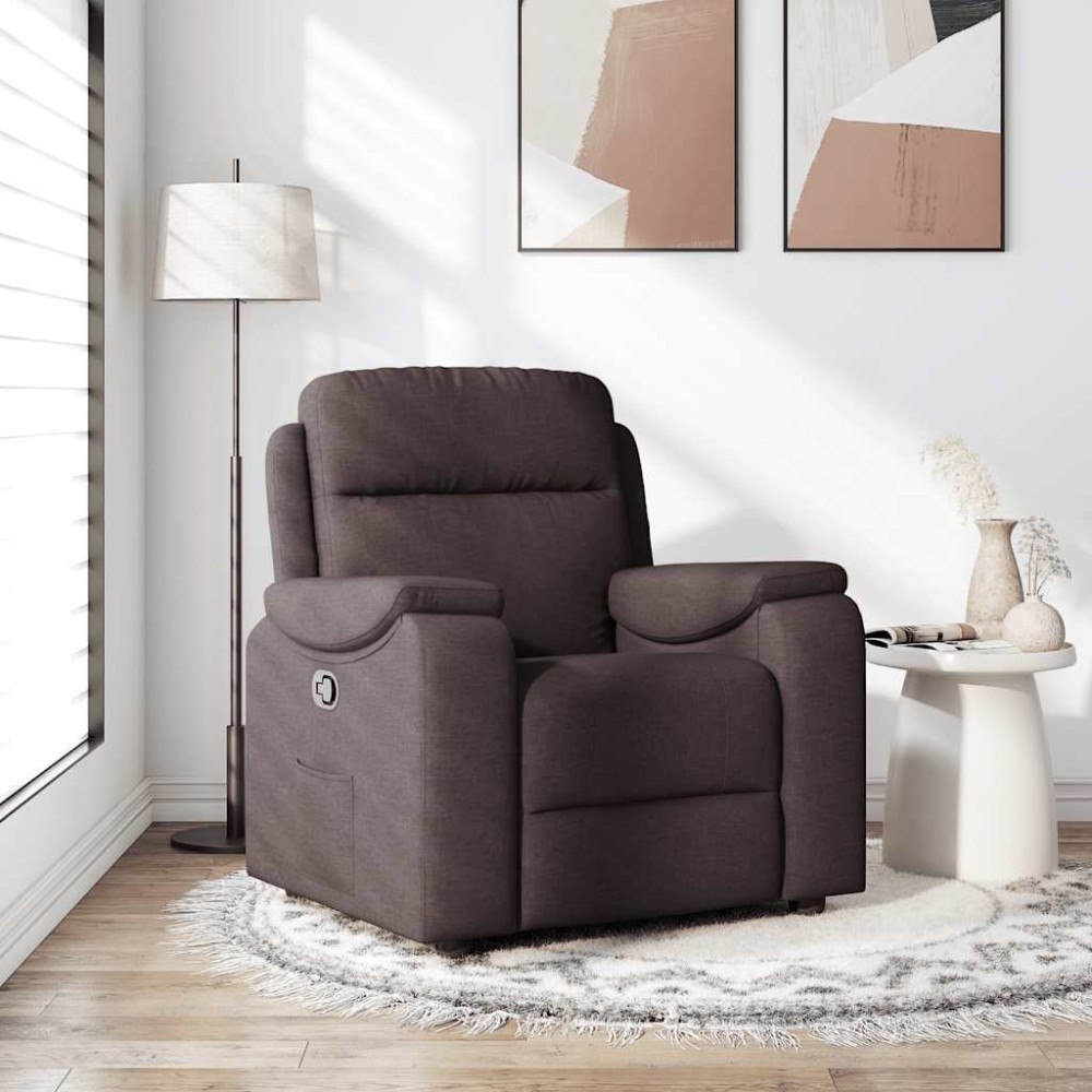 vidaXL Reclinerfåtölj mörkbrun tyg