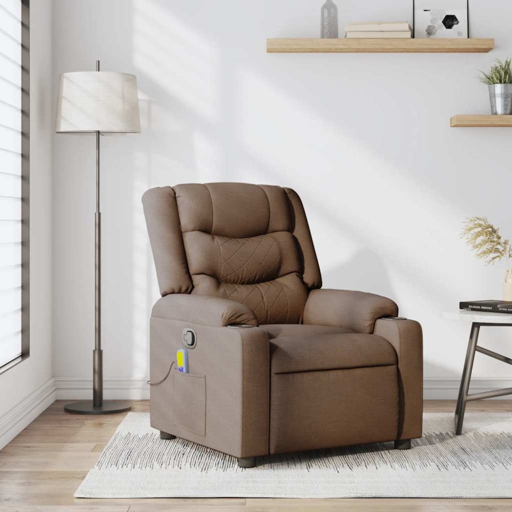 vidaXL Massagefåtölj brun tyg