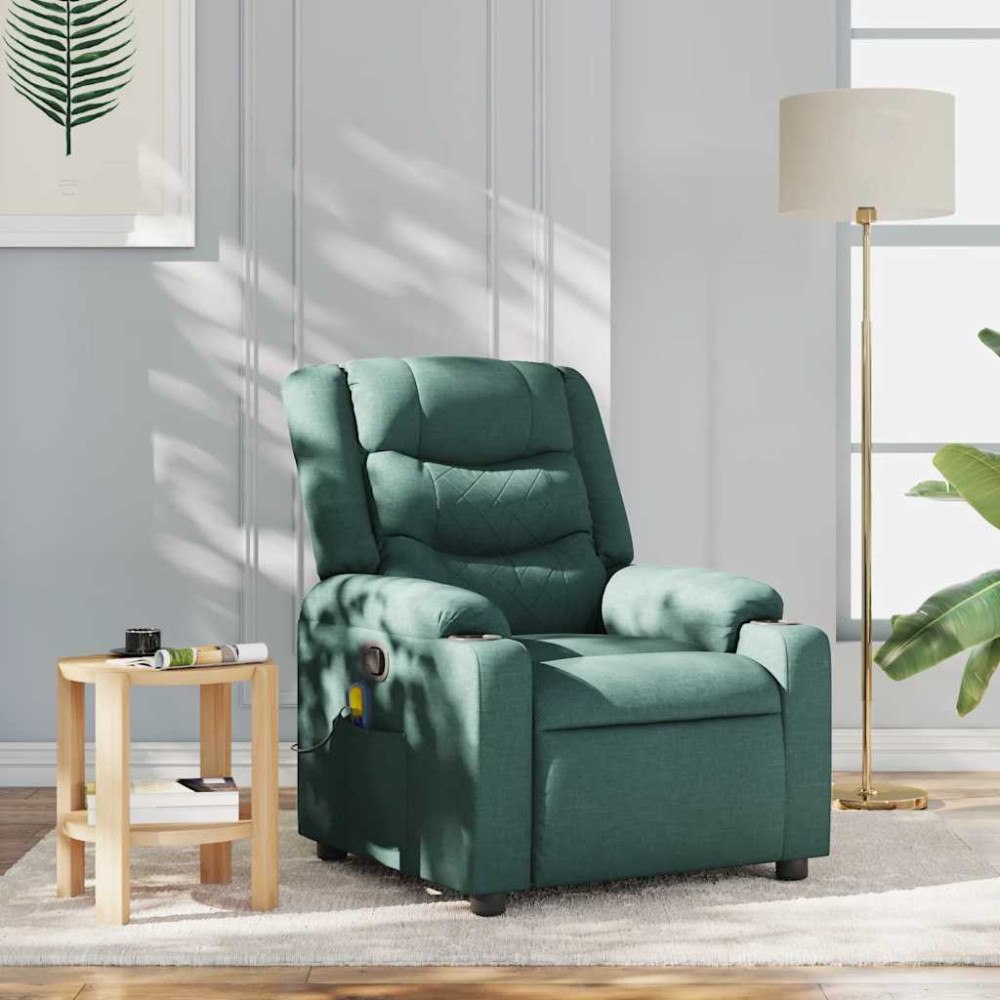 vidaXL Massagefåtölj mörkgrön tyg