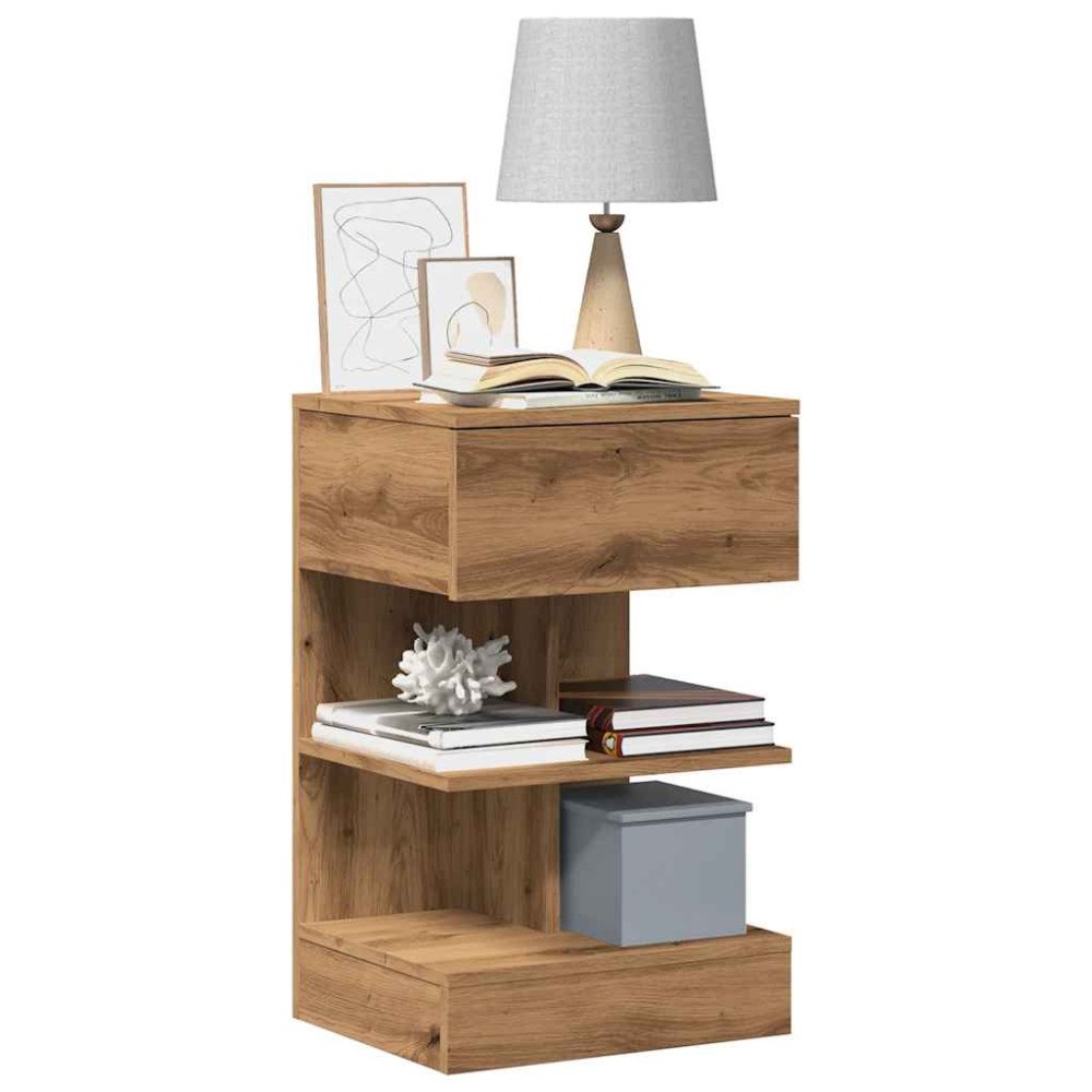 vidaXL Sängbord artisan ek 40x35x65 cm konstruerat trä