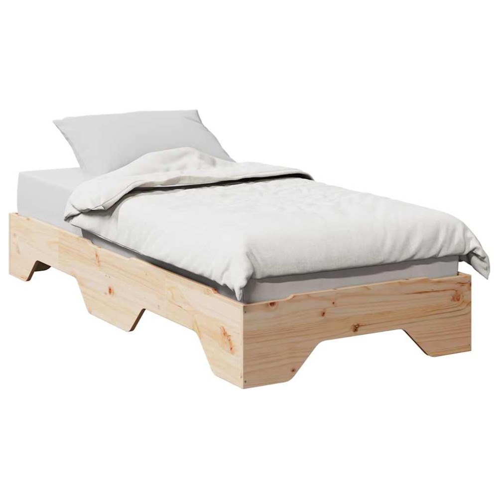 vidaXL Sängram utan madrass stapelbar 75x190 cm massivt trä