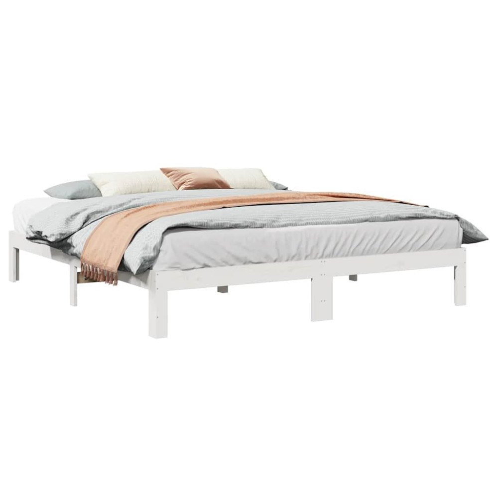vidaXL Sängram utan madrass vit 160x200 cm massiv furu