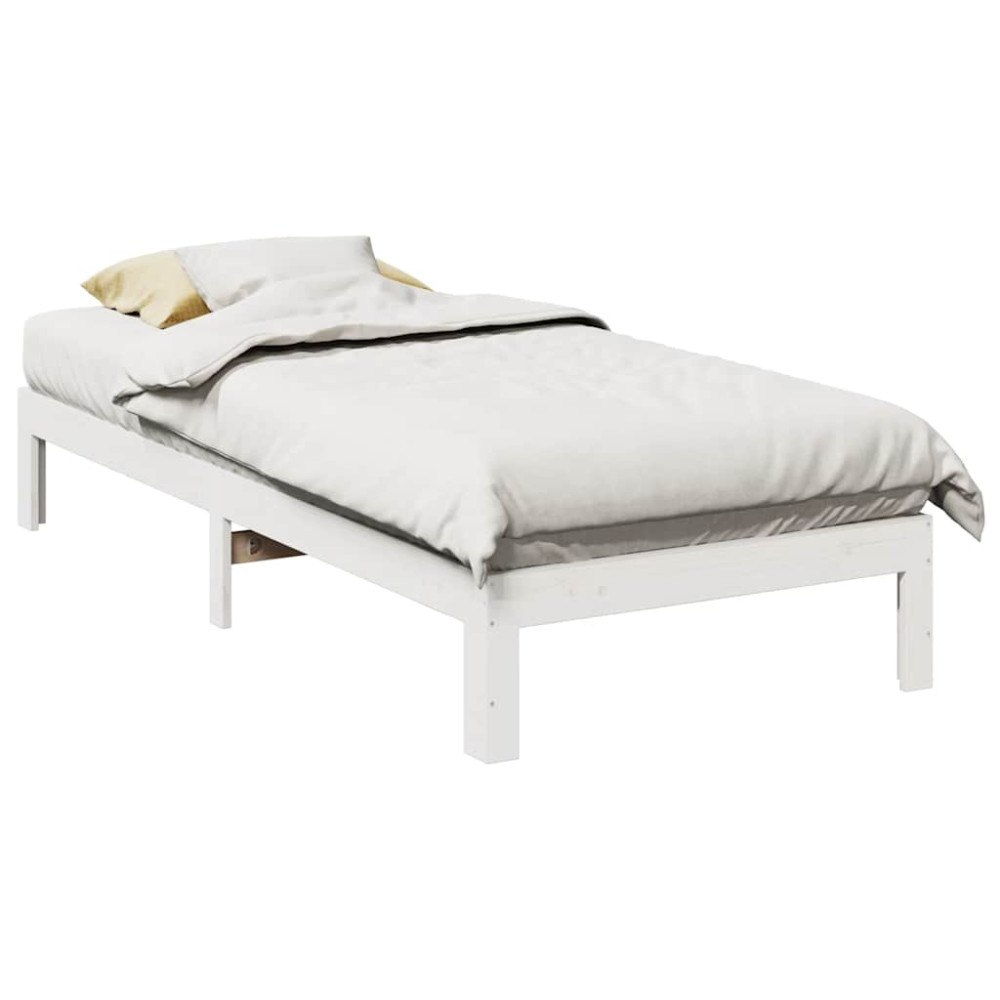vidaXL Sängram utan madrass vit 90x200 cm massiv furu