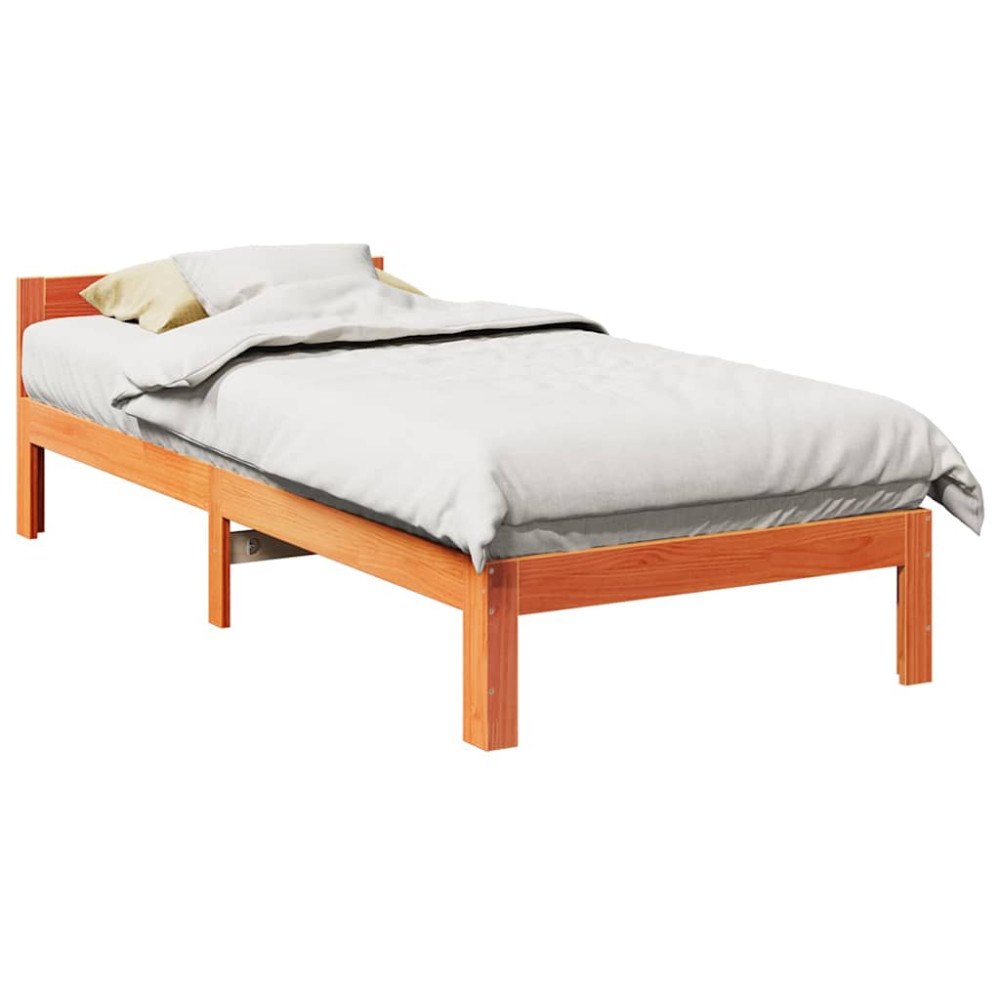 vidaXL Sängram utan madrass vaxbrun 80x200 cm massiv furu