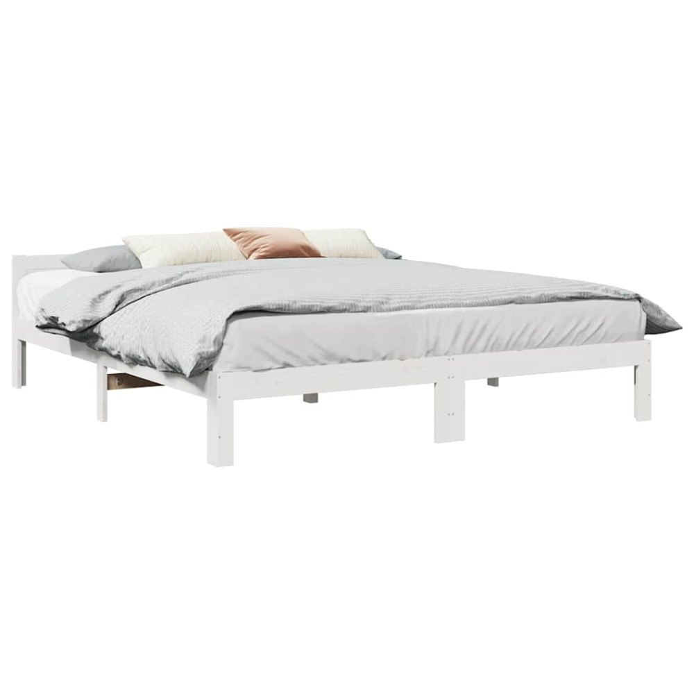 vidaXL Sängram utan madrass vit 160x200 cm massiv furu