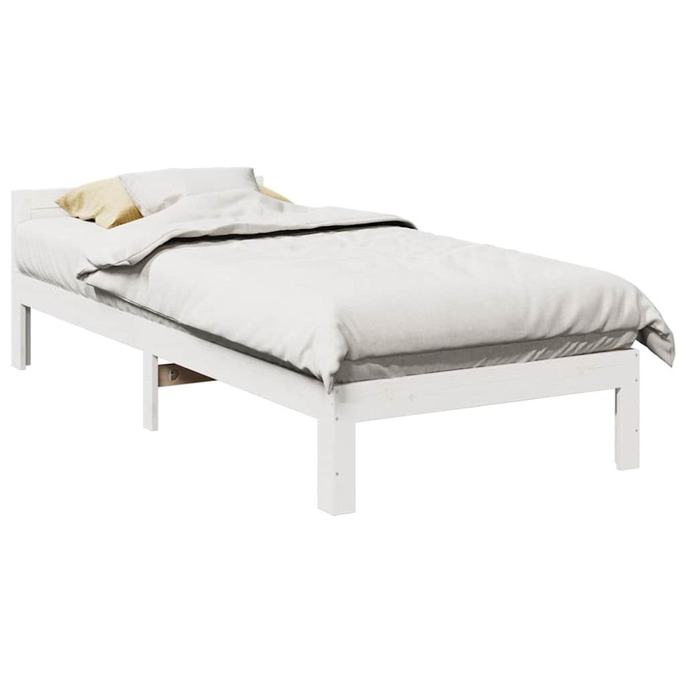 vidaXL Sängram utan madrass vit 90x200 cm massiv furu