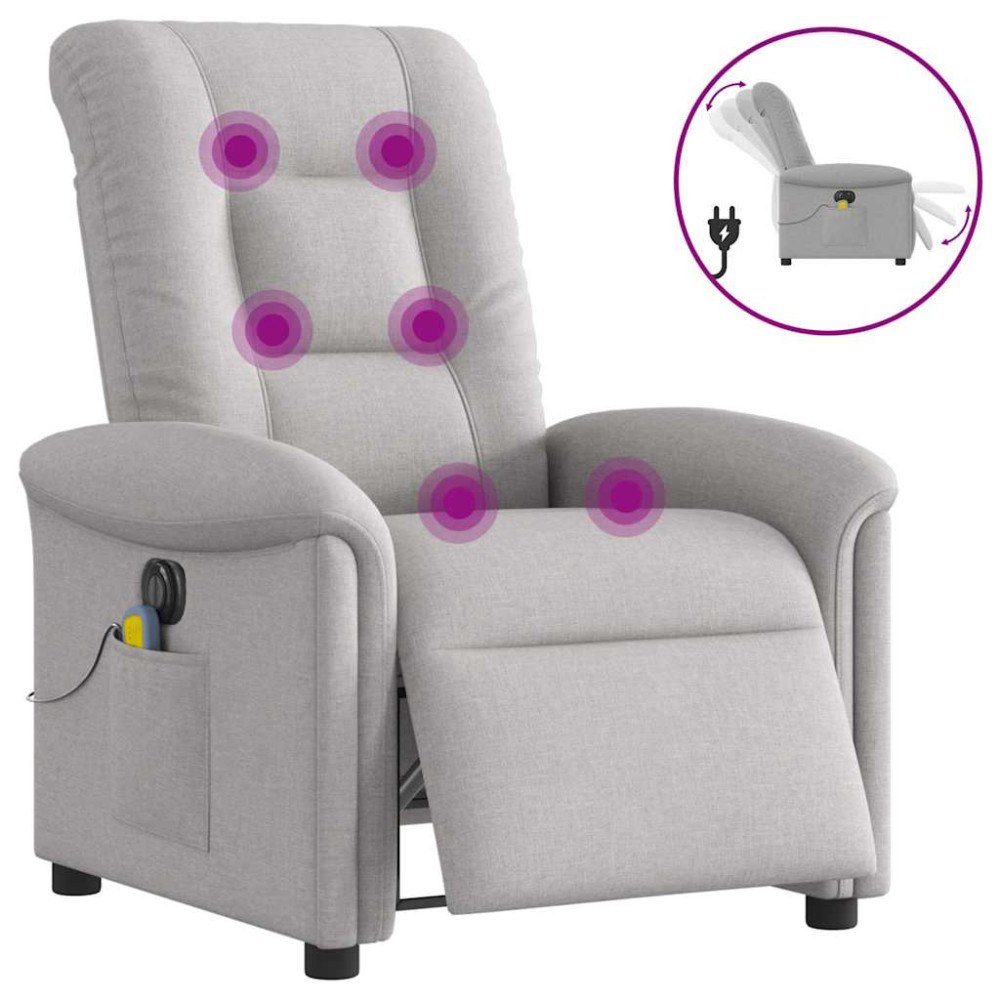 vidaXL Elektrisk massagefåtölj molngrå tyg
