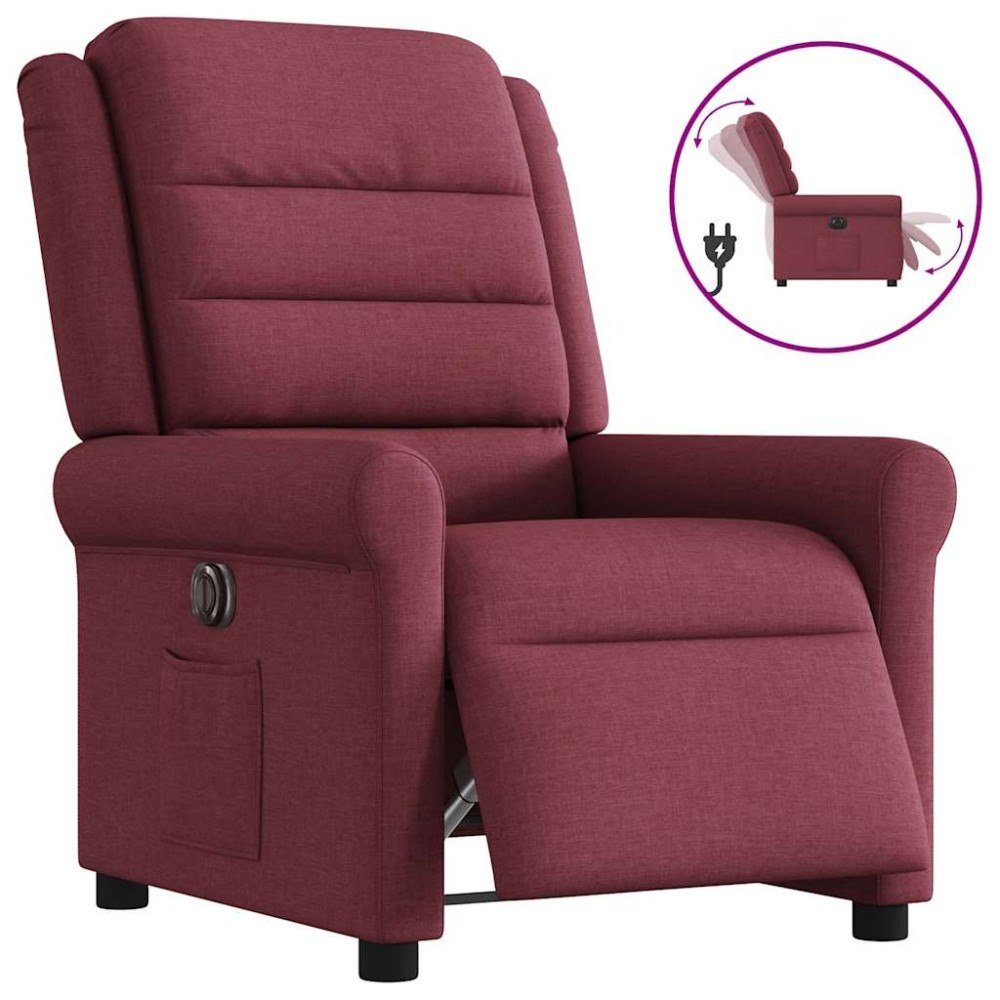 vidaXL Elektrisk reclinerfåtölj vinröd tyg