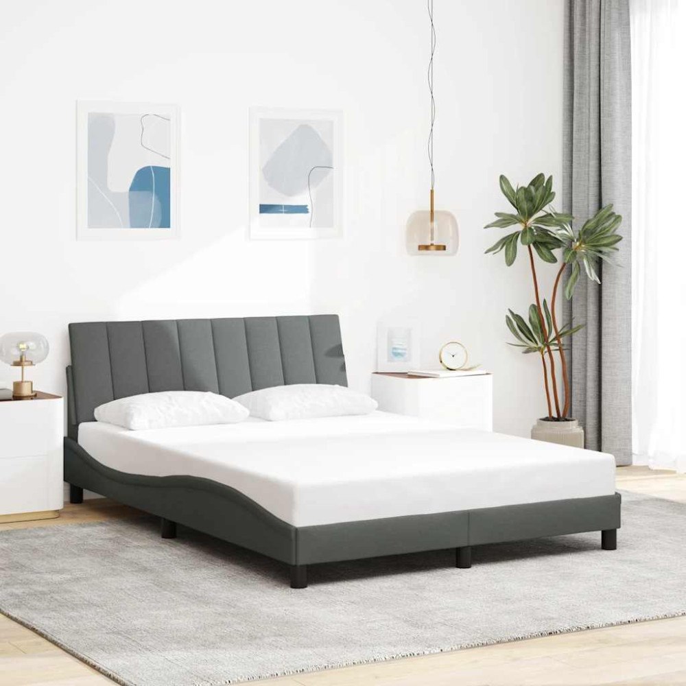 vidaXL Bed Frame without Mattress "Hanko" Dark Grey 120x200 cm Fabric