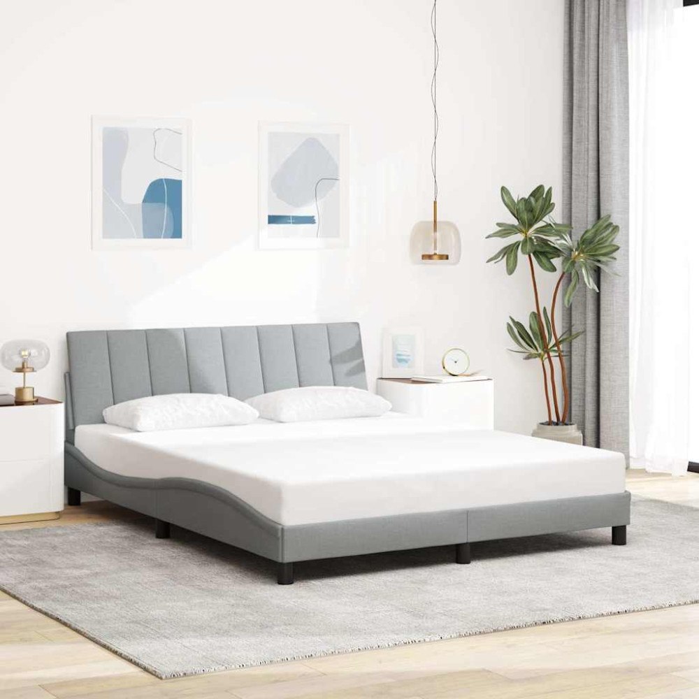 vidaXL Sängram utan madrass ljusgrå 160x200 cm tyg