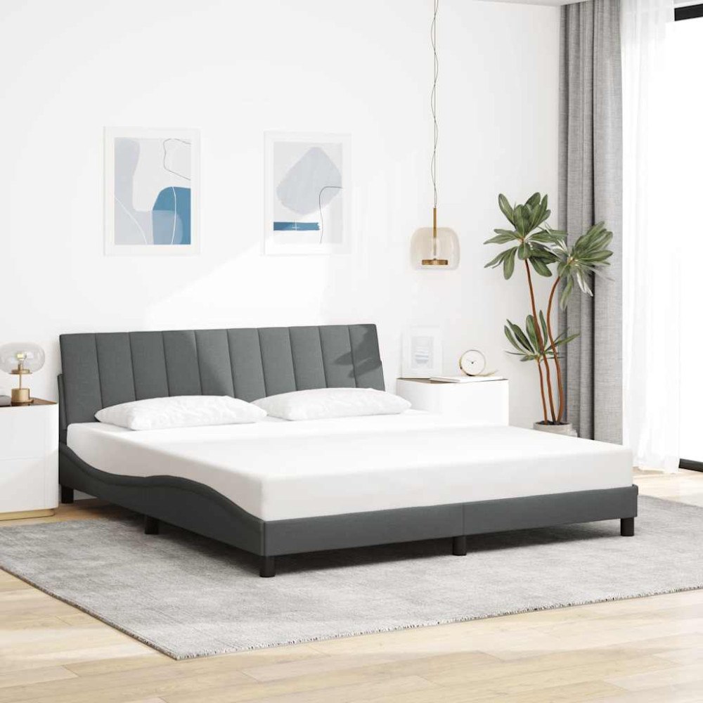 vidaXL Bed Frame without Mattress "Hanko" Dark Grey 180x200 cm Fabric