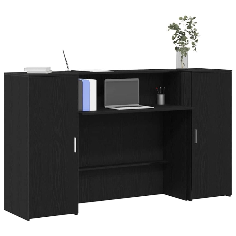 vidaXL Receptionsdisk svart ek 180x50x103,5 cm konstruerat trä