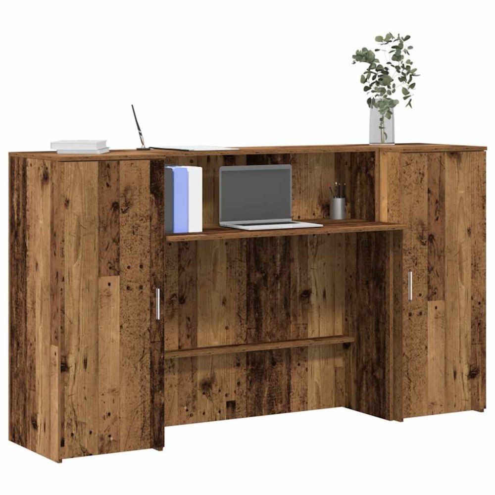 vidaXL Receptionsdisk åldrat trä 180x50x103,5 cm konstruerat trä