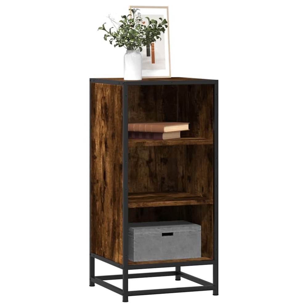 vidaXL Skänk rökfärgad ek 35,5x35x76 cm konstruerat trä och metall