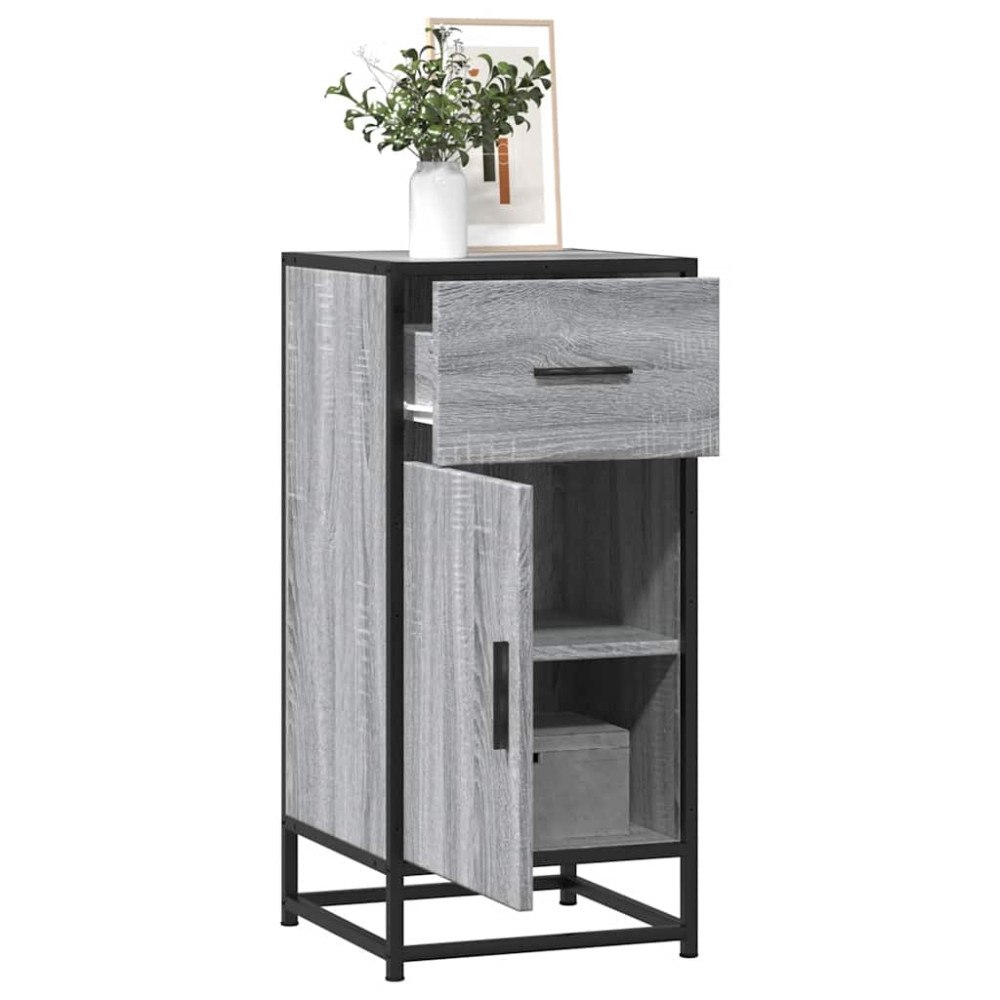 vidaXL Skänk grå sonoma 35,5x35x76 cm konstruerat trä och metall