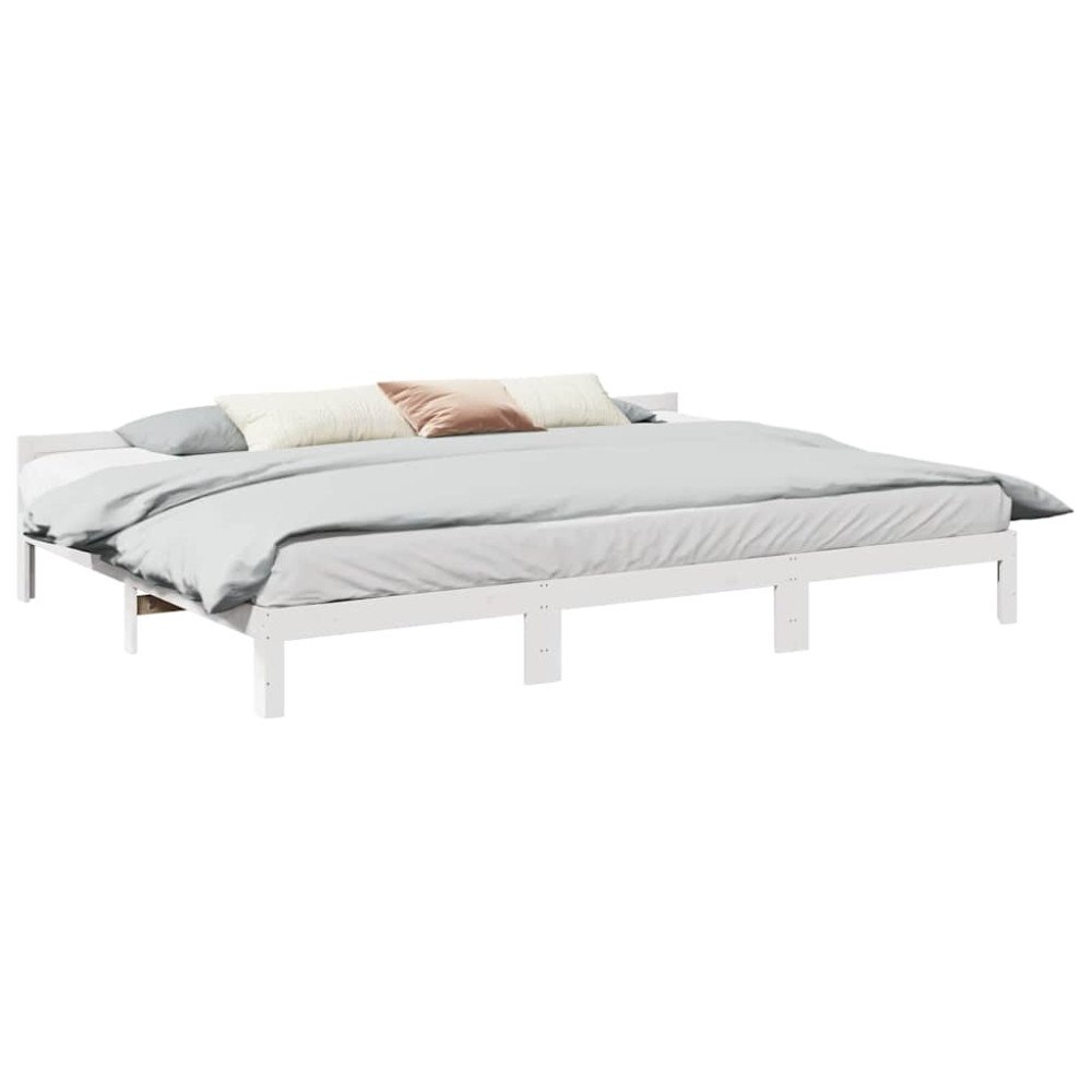 vidaXL Sängram familje utan madrass vit 270x200 cm massiv trä furu