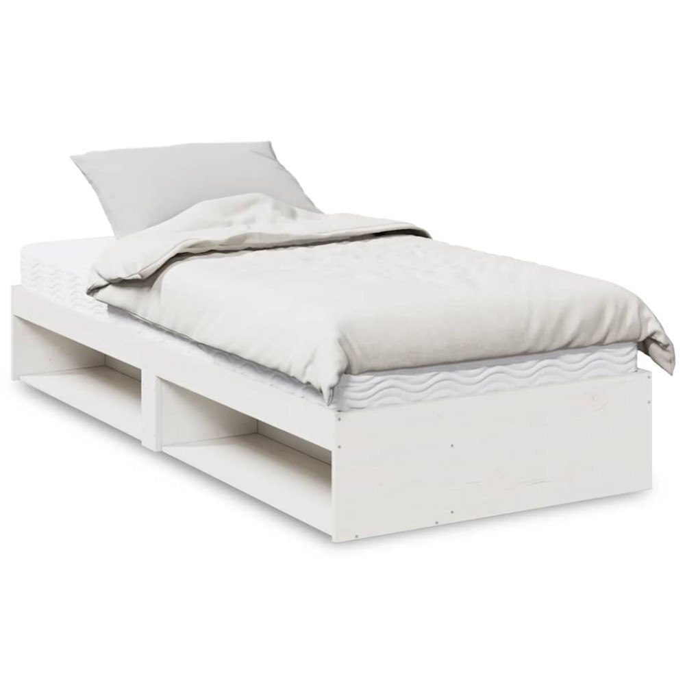 vidaXL Dagbädd med madrass vit 100x200 cm massiv trä furu