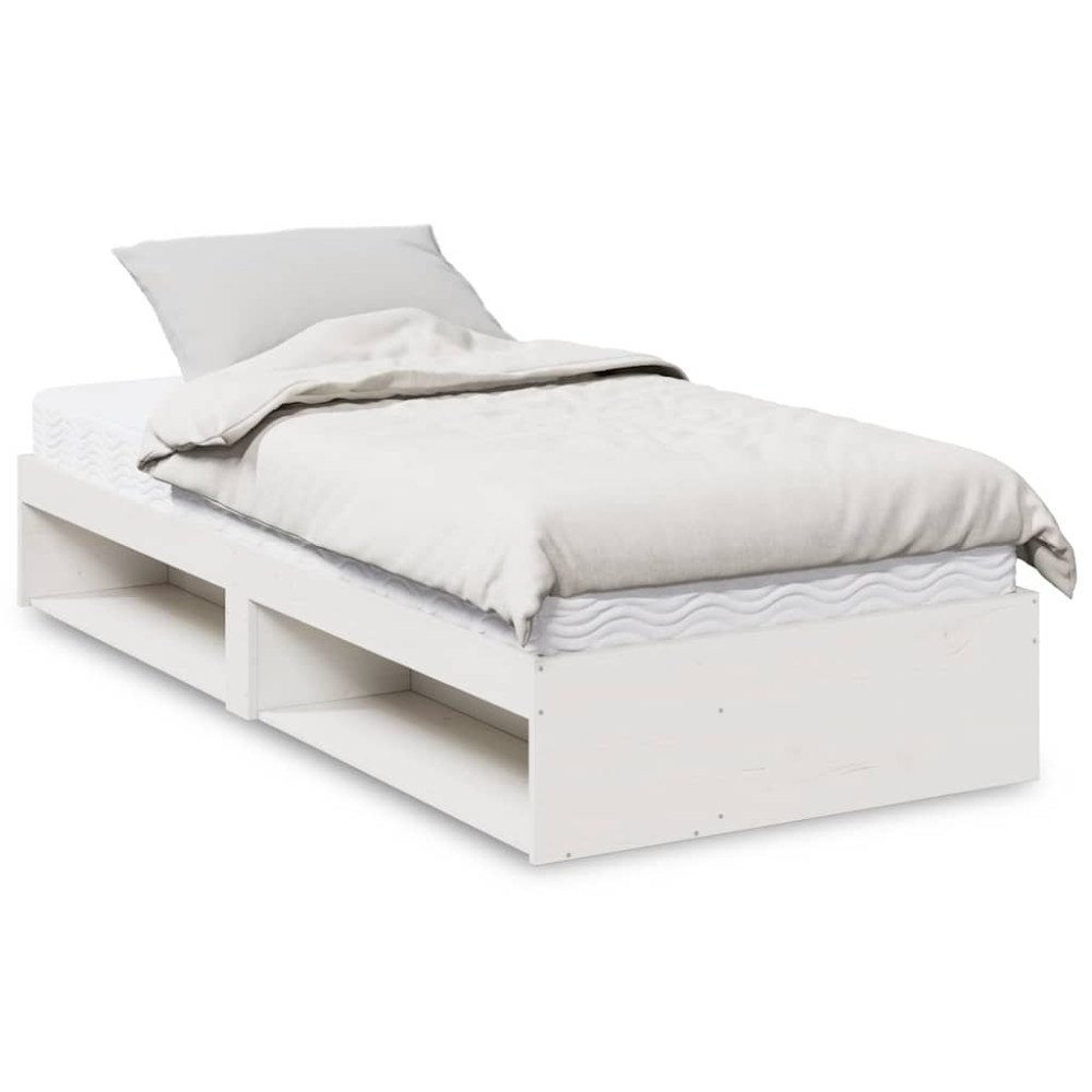 vidaXL Dagbädd med madrass vit 90x200 cm massiv furu